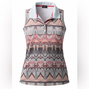 Golfino Women's Palm Beach Printed Sleeveless Golf Polo Shirt